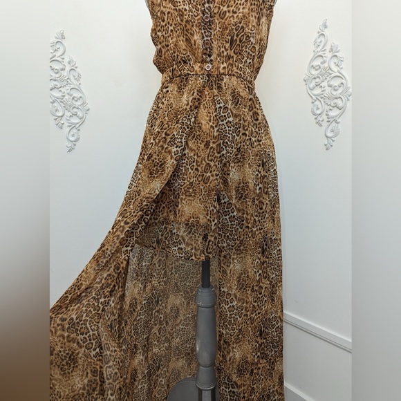 Mini Animal Print Dress With Maxi Sheer Overlay - Picture 5 of 12